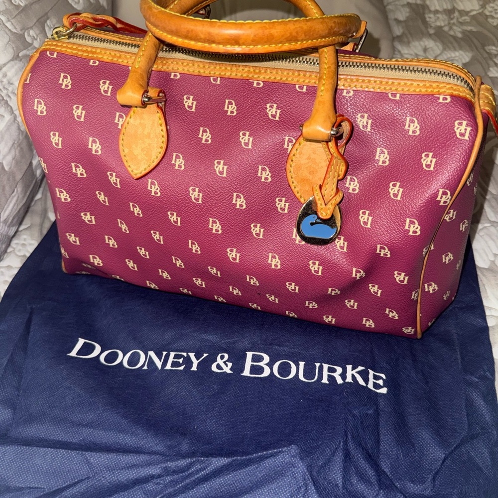 Dooney & Bourke Maroon Satchel with Tan Accents